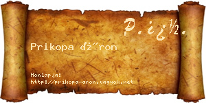Prikopa Áron névjegykártya